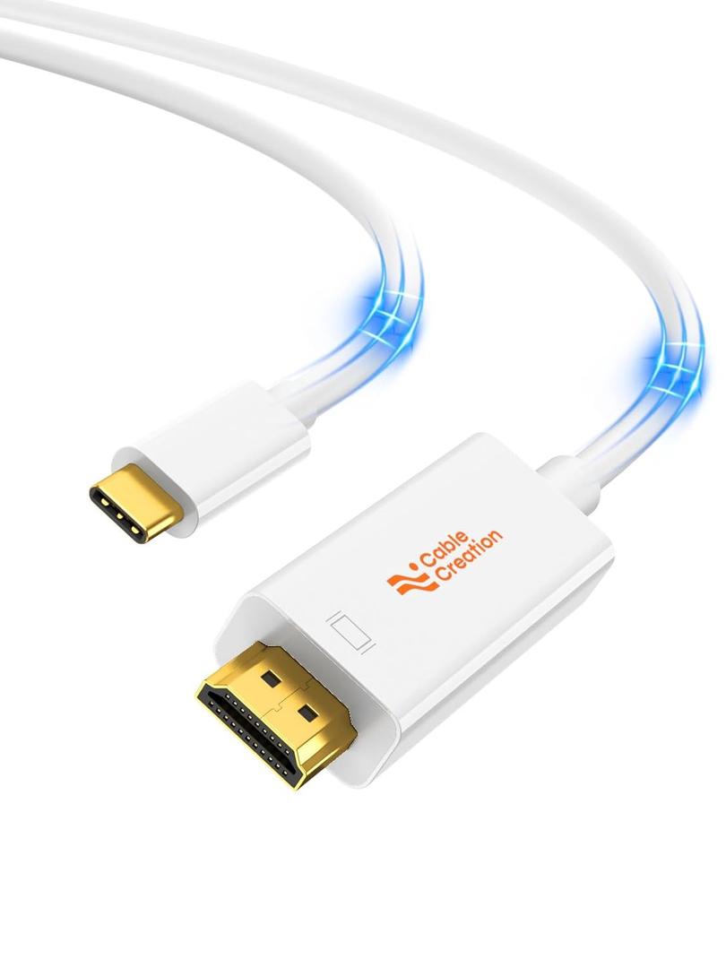 CableCreation USB C to HDMI Cable 4K@60Hz for Home Office, Type C to HDMI, Thunderbolt 4/3 Compatible with iPhone 16 15 Pro Max Plus, MacBook Pro/Air, iPad Pro, Galaxy S24, Surface Book, 10FT White