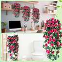 Suncalla 8 Pcs 3.3ft Artificial Hanging Rose Vine Fake Rose Flowers with Green Leaves Silk Hanging Plants Garland for Home Garden Wedding Party Mother's Day Indoor Outdoor Decor