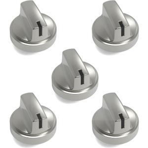 5pcs Upgraded WB03X29300 stove knobs replacements parts,gas stove range electric universal cooktop knobs,oven surface burner control knob, replace KIP5T06 191D8446,AP6301265, 4585904 PS12296155 etc (Stainless Steel)