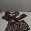 SHENHE Women's Sexy 2 Piece Outfits Draped Halter Tops and Sequin Leopard Shorts Sets Clubwear, Small