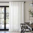 jinchan Linen Blend Curtain 120 inch Extra Long 1 Panel Extra Long for Sliding Door, Light Filtering 100 inch Extra Wide Patio Door Drape with Rod Pocket Back Tab(100W x 120L, Off White)
