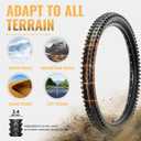 Hycline Mountain Bike Tires Set: 2 Pack 26/27.5/29x2.4 Inch Heavy Duty Folding Replacement Bicycle Tires, All-Terrain High-Density Bicycle Tires with Inner Tubes Schrader Valves and Tire Levers