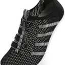 JIASUQI Athletic Hiking Beach Water Shoes Barefoot Aqua Swim Sports Walking Shoes for Women Men (11.5-12.5 Women/9.5-10.5 Men, Mesh Black)