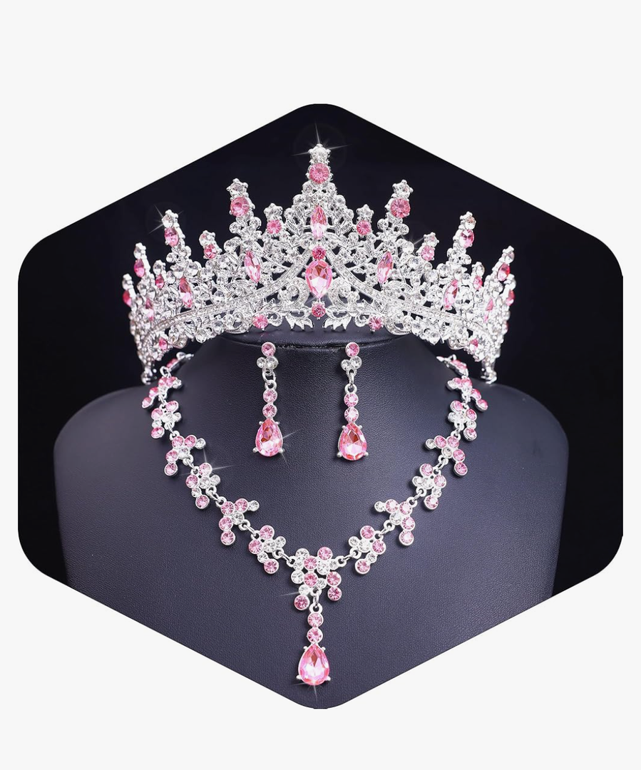 Tiaras and Crowns Jewelry Set for Women Tiaras Earrings and Necklace for Wedding Rhinestone Crystal Bridal Jewelry Sets for Costume Birthday Party Prom Gifts