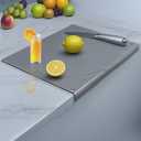Tempered Glass Cutting Board for kitchen with Counter Lip, Glass Chopping Board, Scratch-Resistant,Non-Slip (Gray)