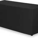 Gee Di Moda Fitted Tablecloth - 72 x 30 Inch Black Fitted Table Cloth for 6 Foot Rectangle Table - Heavy Duty Washable Fabric - for 6 Ft Buffet Table Holiday Party Dinner Wedding & Trade Show