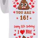 16th Birthday Gifts for Boy or Girl - Happy Prank Toilet Paper - 16th Birthday Decorations, Party Supplies Favors - Funny Gag & Novelty Bday Present for Him, Her, Friends- Sweet 16 Year Old Gift Ideas