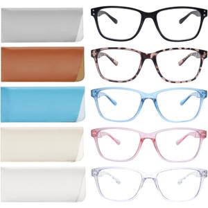 SIGVAN Reading Glasses 5 Packs Blue Light Blocking Eyeglasses Quality Spring Hinge Colorful Computer Readers for Women Men (5 Mix-3)