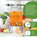 Honeydak 4.6 Gallon Glass Beverage Dispenser with Stand Stainless Steel Spigot Glass Lid Clear Iced Juice Container Leakproof Drink Dispenser Countertop Lemonade Water Jar for Wedding Party (1 Pack)