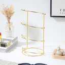 Byken 4 Tier Crown Holder,Tiara Organizer,.Golden Bridal Headdress Display Stand for Selling,Headband Ear Crown Storage Tower,Jewelry Holder for Girls Wedding Home Shop Store (Gold)