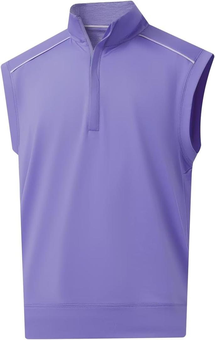 Rouen Mens Vests Outerwear Lightweight Moisture Wicking Midlayer Sleeveless Sports Golf Quarter Zip Pullover Mens Vest (XX-Large, Lavender)