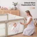 Baby Playpen for Babies and Toddlers, 59 x 79in Large Playpen with Double Door, Full Steel Frame & Oxford Fabric, 0-24 Months Safe Play Area for Infant and New Parents(Khaki)