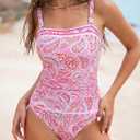 ZAFUL Women's Tummy Control Tankini Swimsuits Floral Print Two Piece High Waisted Bathing Suits Full Coverage Bikini Bottoms, Size L
