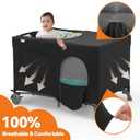 Pamo Babe Blackout Cover, Breathable Dark Cover for Pack and Play, Foldable & Stretchy Blackout Netting with Zippered Mesh for Travel Playard