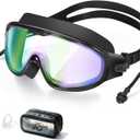 Adult Swimming Goggles,Leak-Proof,Anti-Fog Pool Glasses,Wide View Swim Goggles with Ear Plugs and Nose Clip