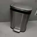 Amazon Basics SMALL Trash Can, 3.1 Gallon (12L), Smudge Resistant Rectangular Bin with Soft-Close Lid, Step Foot Pedal, Removable Inner Bucket, Brushed Stainless Steel, Satin Nickel Finish