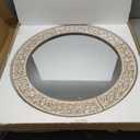 24 Inch Farmhouse Round Wall Mirror, Rustic Wooden Frame Circle Mirrors, Decorative Distressed Hanging Mirror for Bathroom Living Room Bedroom Entryway
