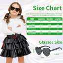 Girls Metallic Skirt, Shiny Girls Dance Skirt Ruffle Skirt Girls Glitter Gymnastics Skirt with Sunglasses (4-5T, Black)