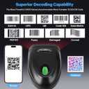 Bluetooth 2D Barcode Scanner with Stand, 3-in-1 Bluetooth & USB Wired & 2.4G Wireless QR Barcode Reader, PDF417 Data Matrix Handheld Bar Code Scanner Work with Windows, Android, iOS
