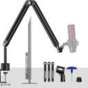 Microphone Boom Arm,Aokeo AK-45 Desk Adjustable Compact Mic Suspension Boom Scissor Arm Stand For Blue Yeti,Snowball iCE, HyperX QuadCast,SoloCast,Elgato Wave,Etc