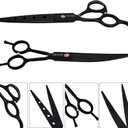 LILYS PET Professional PET DOG Grooming scissors Cutting&Curved&Thinning shears,Round Hole Design, Shark Teeth Thinning scissor (7", Black)