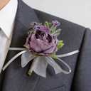 Purple Corsage Boutonniere Set, Wedding & Prom Accessory