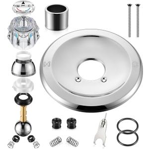 Shower Handle Renovation Repair Trim Kit Compatible with Delta RP54870, Single Function Tub Trim Kit Compatible with Delta 600 Series Shower Valve, Acrylic Handle(Chrome)
