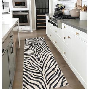 HelloTree Hallway Runner Rug2x6 Moroccan Modern Stripe Carpet Washable Machine Bathroom Runner Bohemian Design Modern Soft Non Slip Indoor Rug for Entryway Hallway Laundry Room Bedroom-Blue (Zebar)