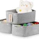 Small Storage Baskets for Organizing, Woven Storage Bins for Shelves, Gift Basket Empty, Cute Decorative Closet Organizer, Baby Rope Basket, Dog Toy Storage, 11x7.5x4.5, 3Packs Mixed Gray