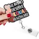 Set of 2 Pack, TOUNER All Bodies Deserve Equal Healthcare Funny Badge Reel with Black Glitter, Retractable ID Clip Holder for Nurses Doctor Healthcare Medical Hospital Office Worker, Nurse Week Gifts