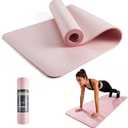 Phoenix Fitness NBR Yoga Mat - 15mm Extra Thick Exercise Mat with Carry Strap - Non Slip Yoga Mat for HIIT, Exercise & Pilates for Men and Women - Black or Pink