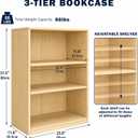 CTESNE【2026 Adjustable Shelves 3-Tier Bookcase, 71 inches, Wooden Open Display Floor Bookshelf (Oak Color)
