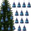 Leinuosen 12 Pcs Christmas Tree Ornament 4.8 Inch Yarn Tassel Christmas Hanging Ornament Handmade Macrame Xmas Tree Decor (Blue)