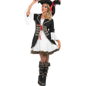 fun shack Pirate Costume Women's Deluxe Buccaneer Outfit with Corset Jacket, Dress, Hat