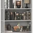 TVU 5 Tiers Wooden Bookshelf, 65.2" Tall Farmhouse Style Open Bookcase, 31.5" Wide Standing Book Shelf with Storage for Study Room, Living Room, Gray, 11.8" D x 31.5" W x 65.2" H