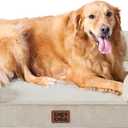EHEYCIGA Orthopedic Dog Beds for Extra Large Dogs, Waterproof Memory Foam XL Pet Bed with Sides, Non-Slip Bottom and Egg-Crate Foam Big Dog Couch Bed with Washable Removable Cover, Beige