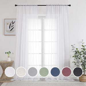 OWENIE White Sheer Curtains 108" inches Length 2 Panels Set, Sheer Curtains Rod Pocket Voile Drapes for Living Room, Airy Soft-Touching Drapes, 2 PCS Panels, Each 42" W x 108" L
