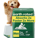 Earth Rated Max Absorbency Puppy Pee Pads for Dogs Absorbs 2X Faster & 2X More, LeakProof, Odor Control Potty Training, Unscented, Large, 22” x 23”, 40 Count