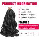 French Curl Braiding Hair 14 Inch Natural Black Curly Braiding Hair 8 Packs Pre Stretched French Curl Braids Loose Wavy Synthetic Hair Extensions for Black Women (14 inch 8 packs)
