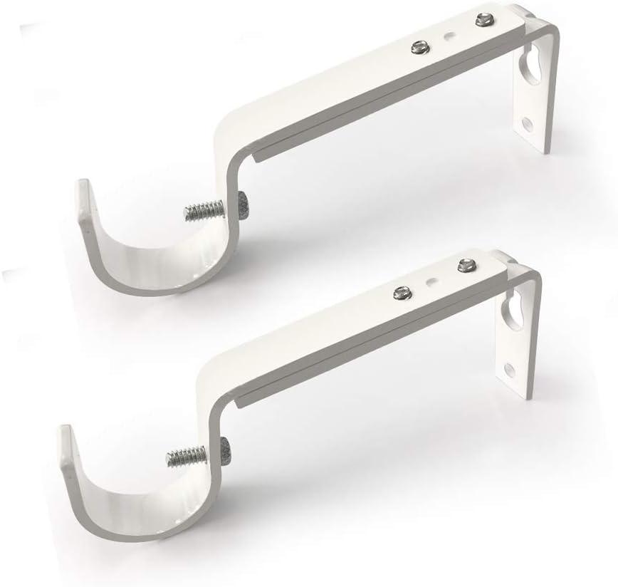 Curtain Rod Brackets Heavy Duty Drapery Hardware Adjustable Rod Holders for 7/8 or 1 Inch Rods, Set of 3 (White, fits rods up to 1 inch)