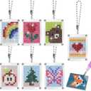 Temlum 8pcs Small Diamond Painting Keychain Kit, Make Your Own Pixel Keying Diamond Art Painting Kit for Beginners, Adults Art Craft Supplies
