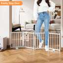 Snughome Short Dog Gate Indoor, 16" High Freestanding Small Dog Door Gates with Support Feet, Expands Up to 48’’ Wide Foldable Pet Gate for Doorway, 4 Panel Folding Pet Door Pet Fence for Puppy, White