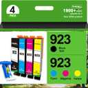 923 Ink Cartridges Combo Pack 923XL High Yield Compatible for HP 923 Ink Cartridges Work for OfficeJet Pro 8130e 8135e 8139e 8138e 8120e 8122e 8124e (4 Pack, Black Cyan Magenta Yellow) Without Chip