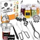 Canning Supplies Starter Kit, Stainless Steel Canning Set Tools: Rack, Ladle, Measuring Spoons, Funnel, Tongs, Jar Lifter, Lid Lifter & Accessories for Canner/ Pot, Beginner, Home Canning Kit - Black