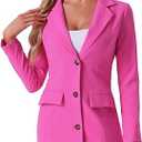 Allegra K Women's Blazer Dress Notched Lapel Collar Teacher Office Work Jackets Outfits, Size XL (Hot Pink)
