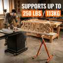2-Pack Folding Roller Stands, 250 LBS Load Capacity Per Stand, 28–43.5" Adjustable Height, Stable Support for Table Saw Outfeed & Woodworking