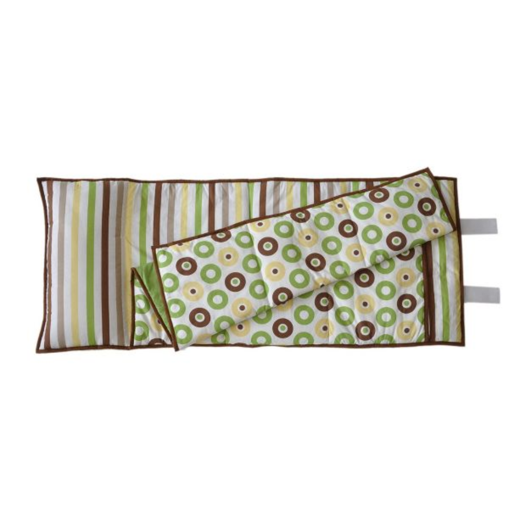 Bacati - Mod Dots/Stripes Green Yellow Beige Brown Toddler Nap Mat