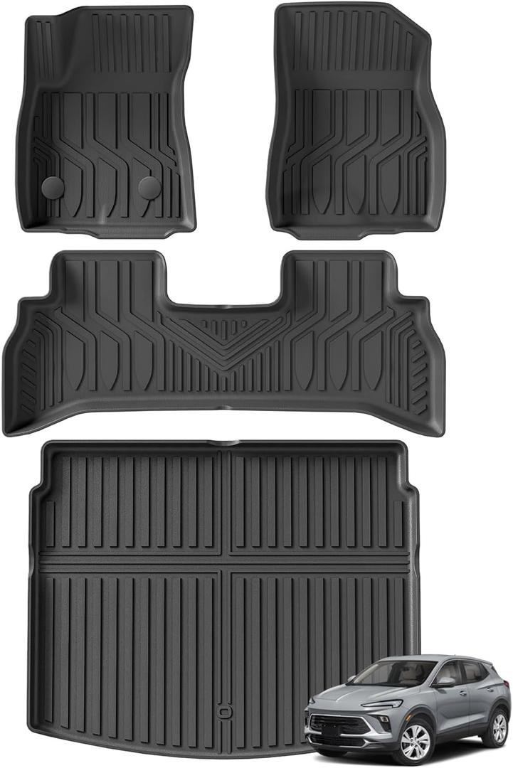 SMABEE Floor Mats & Cargo Liner for 2024 2025 Buick Encore GX Accessories All Weather TPE Floor Liners Trunk Mat 1st 2nd Row Anti-Slip Interior (Cargo Mat Only Fit The Rear Deck in Upper Position)