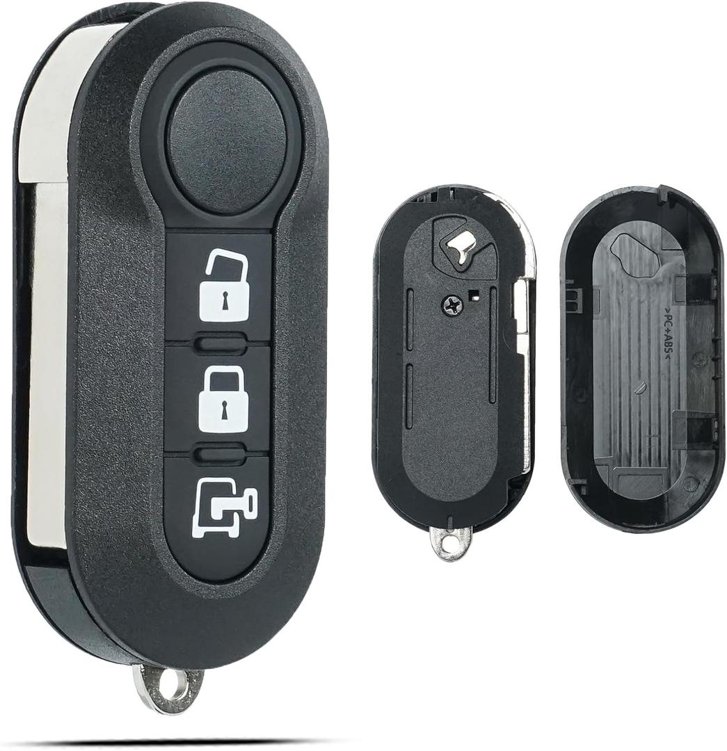 SUPALAND Key Fob Shell Case Replacement for Ram ProMaster 1500 2500 3500 Fiat 500 500L Panda Ducato Bravo 2010-2021 Keyless Entry Remote Control 3 Button Pad Cover Uncut Flip Key Fob Cover RX2TRF198