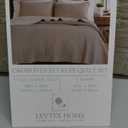 Levtex Home Cross Stitch Reversible Full/Queen Quilt Set (88x92in) with 2 Pillow Shams (26x20in) - Stitch Texture - Taupe - Cotton Full/Queen Size Quilt Bedding Set - Lightweight, Soft, Pre-Washed
